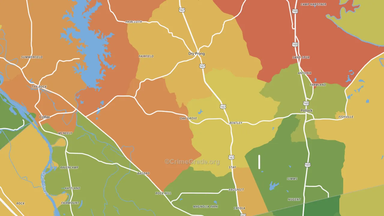 Grant Parish, LA Map of Murder Rates
