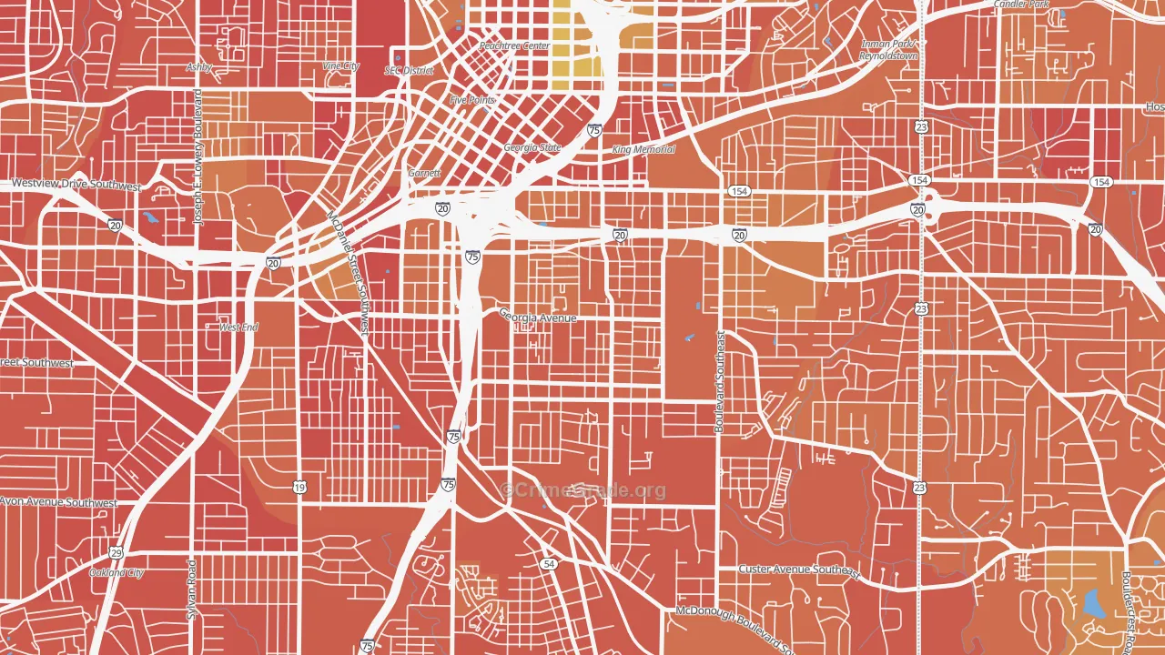 Grant Park, Atlanta, GA Map of Murder Rates