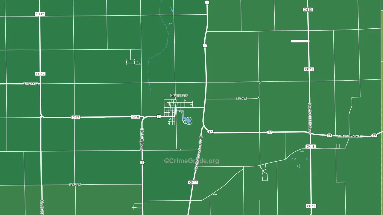 Grant Park, IL Map of Murder Rates