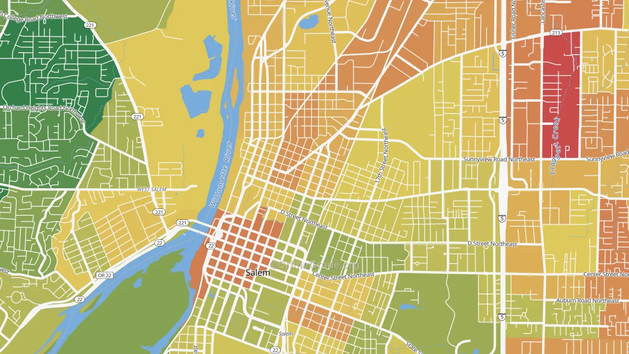 Grant, Salem, OR Map of Murder Rates