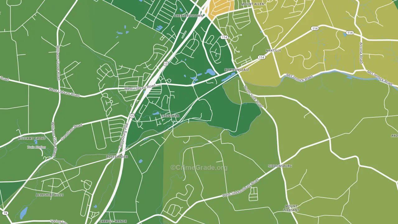 Grantham, PA Map of Murder Rates