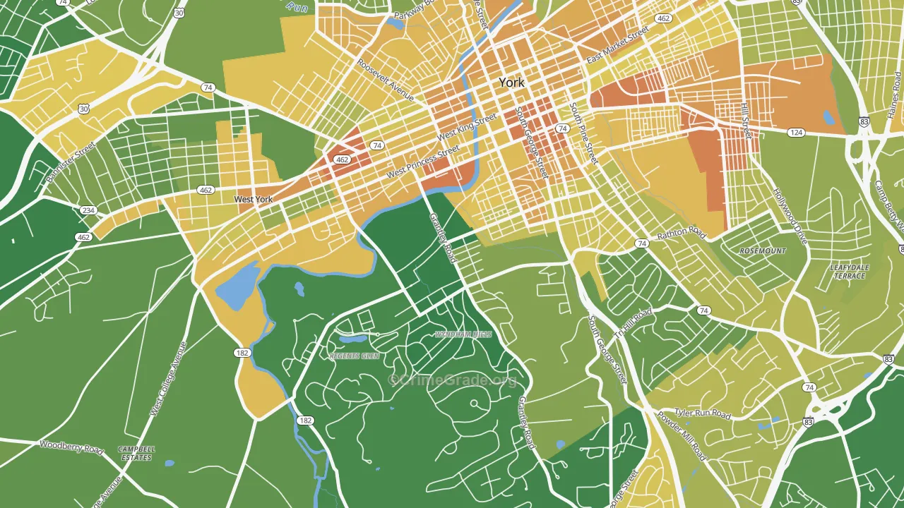 Grantley, York, PA Map of Murder Rates