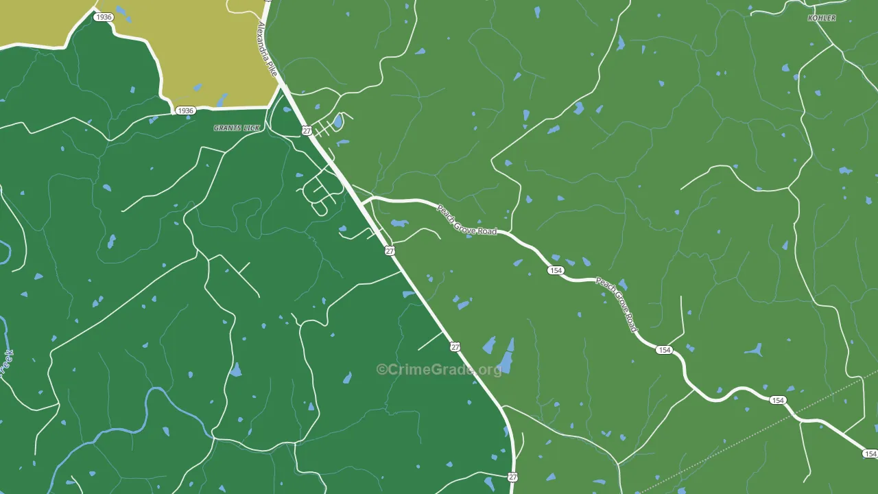 Grants Lick, KY Map of Murder Rates