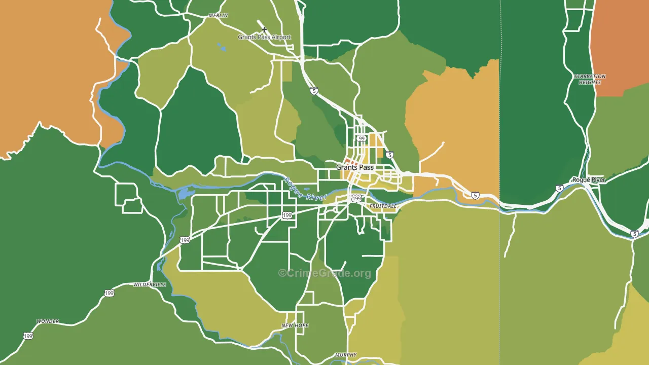 Grants Pass, OR Map of Murder Rates