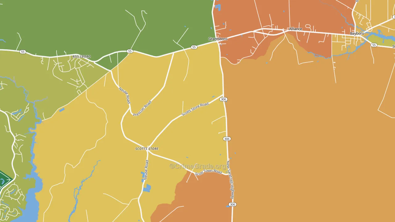 Grantsboro, NC Map of Murder Rates