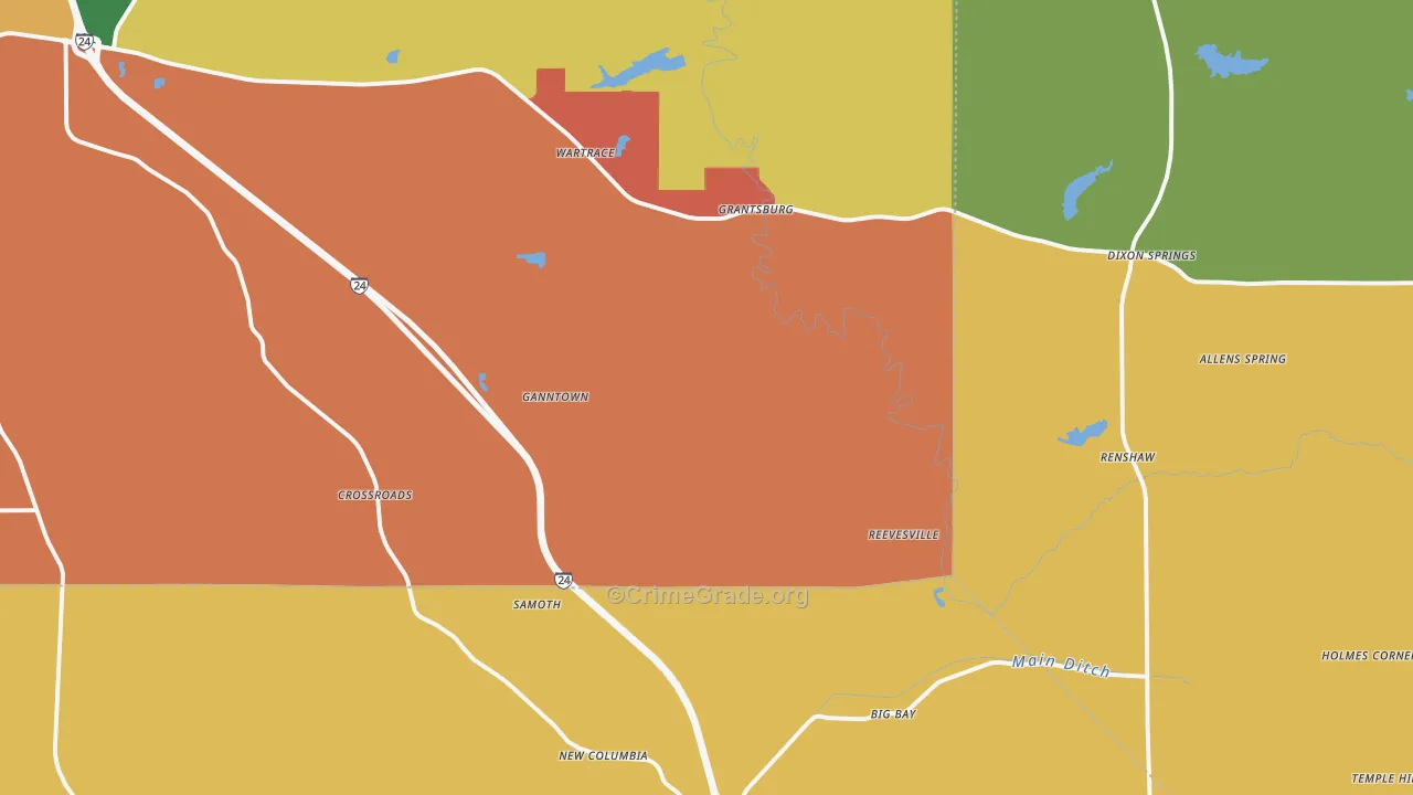 Grantsburg, IL Map of Murder Rates