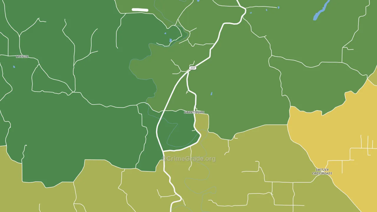 Grantsburg, IN Map of Murder Rates