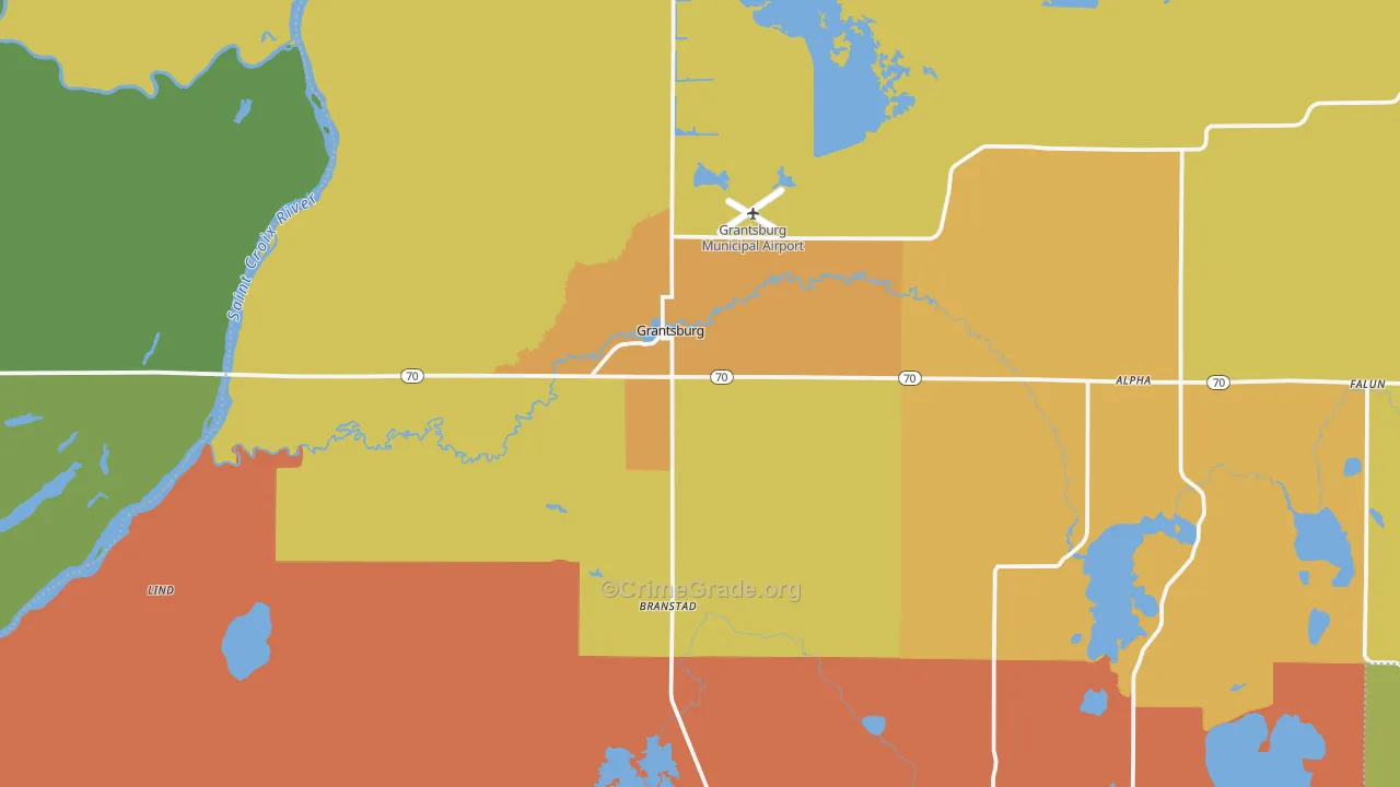 Grantsburg, WI Map of Murder Rates