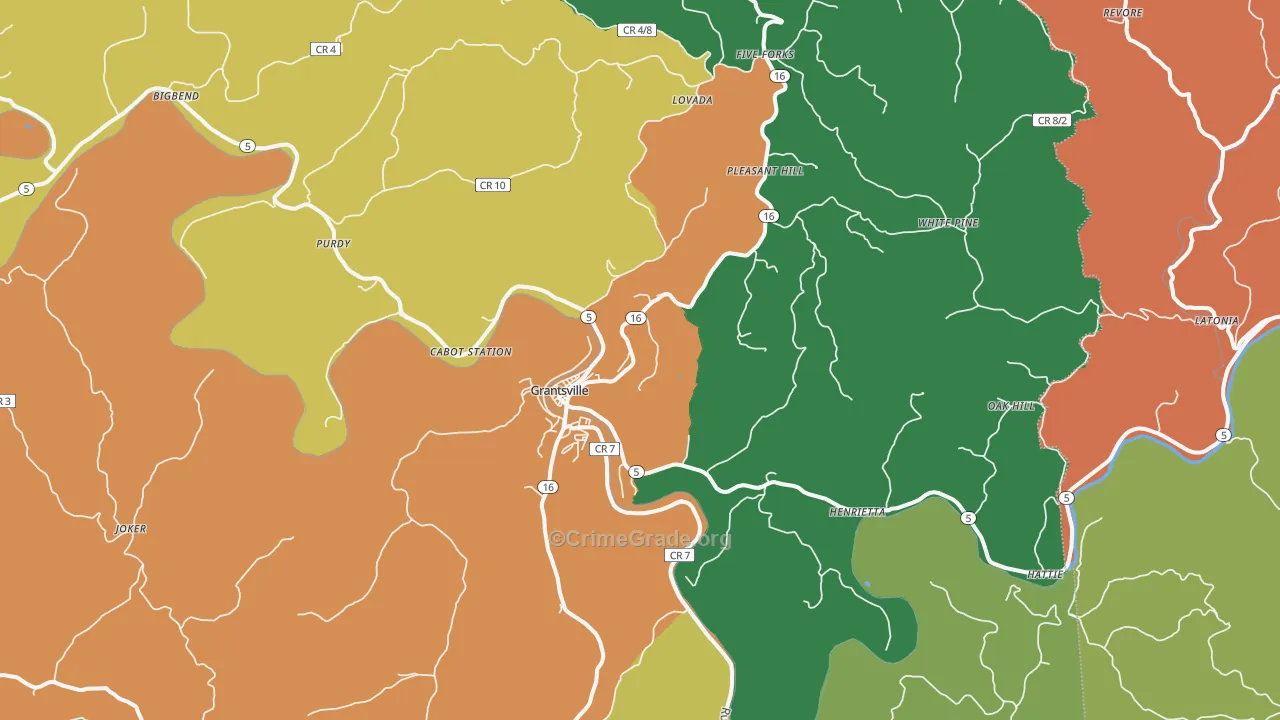 Grantsville, WV Map of Murder Rates