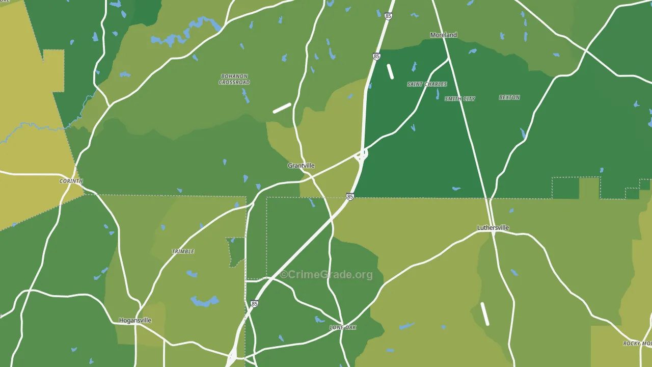 Grantville, GA Map of Murder Rates