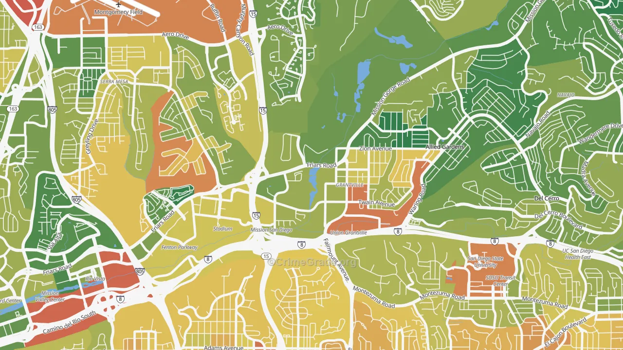 Grantville, San Diego, CA Map of Murder Rates