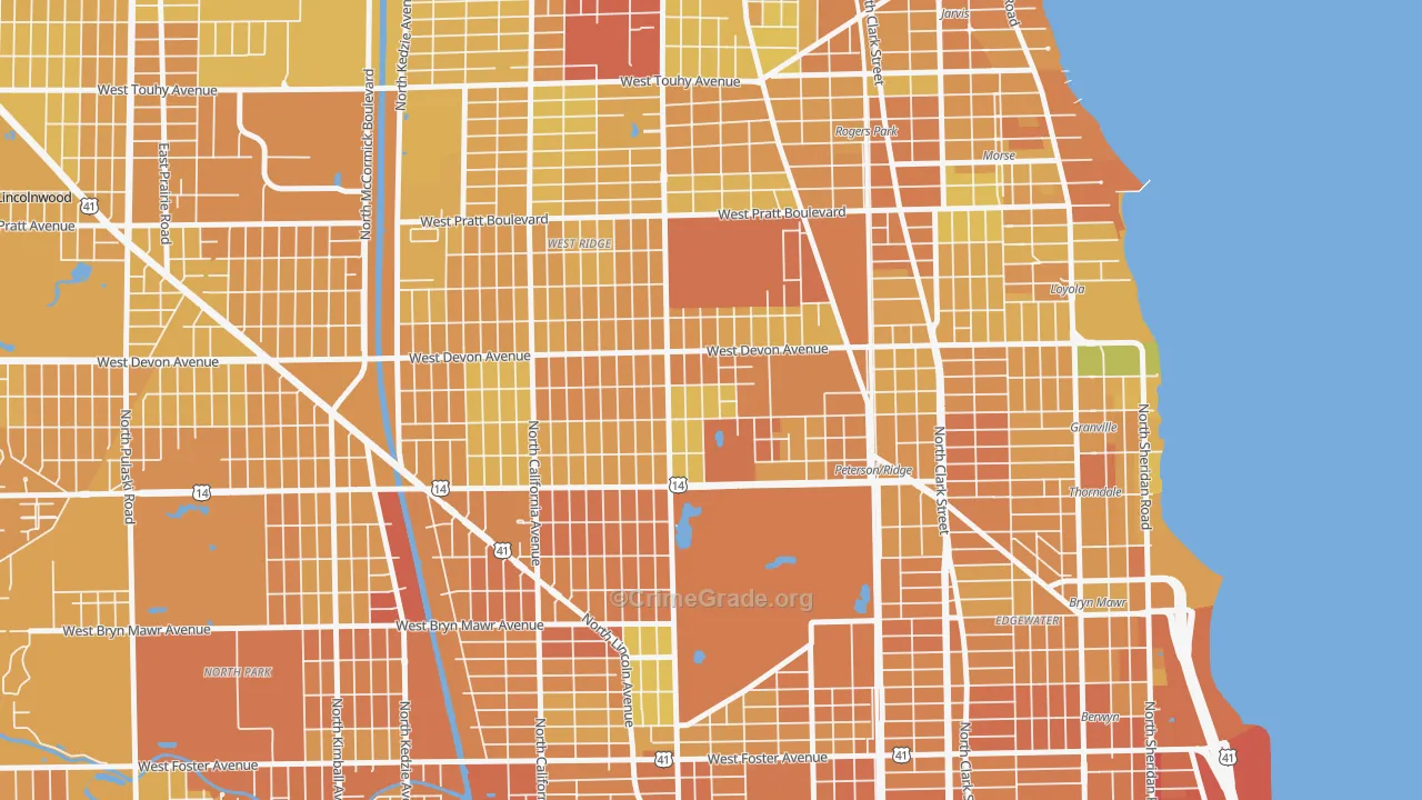 Granville Gardens, Chicago, IL Map of Murder Rates