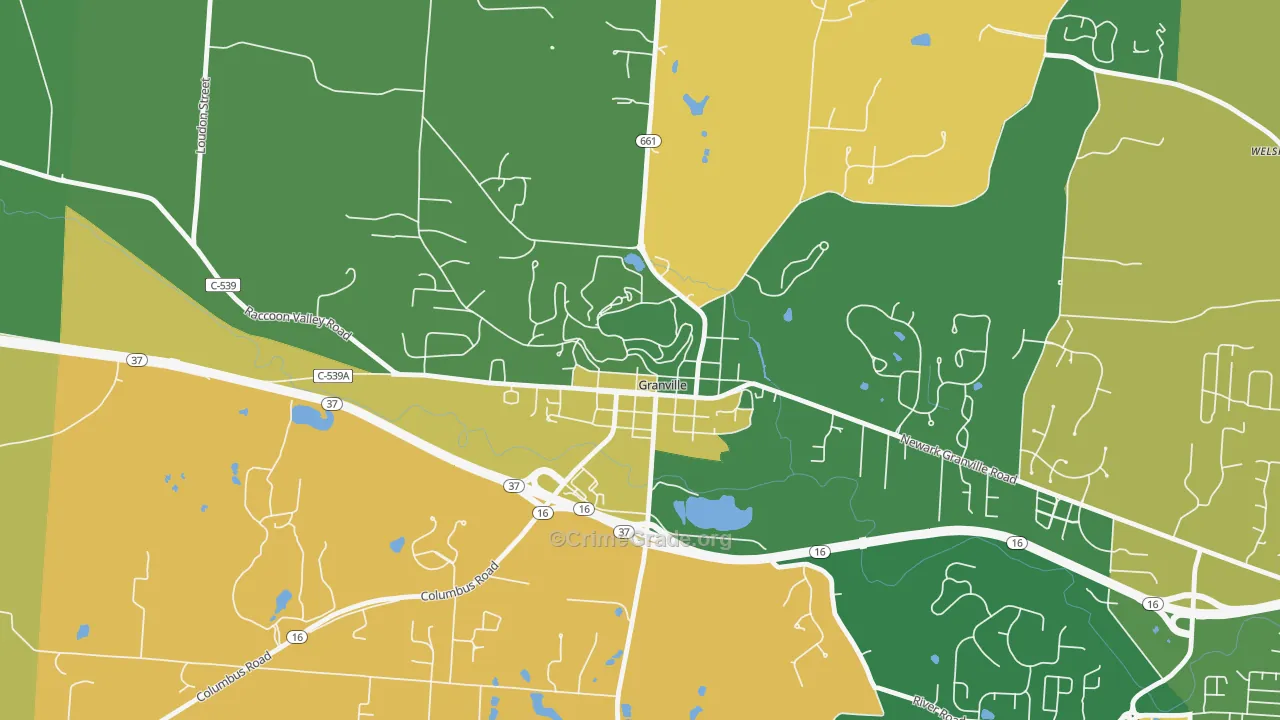 Granville Historic District, Granville, OH Map of Murder Rates