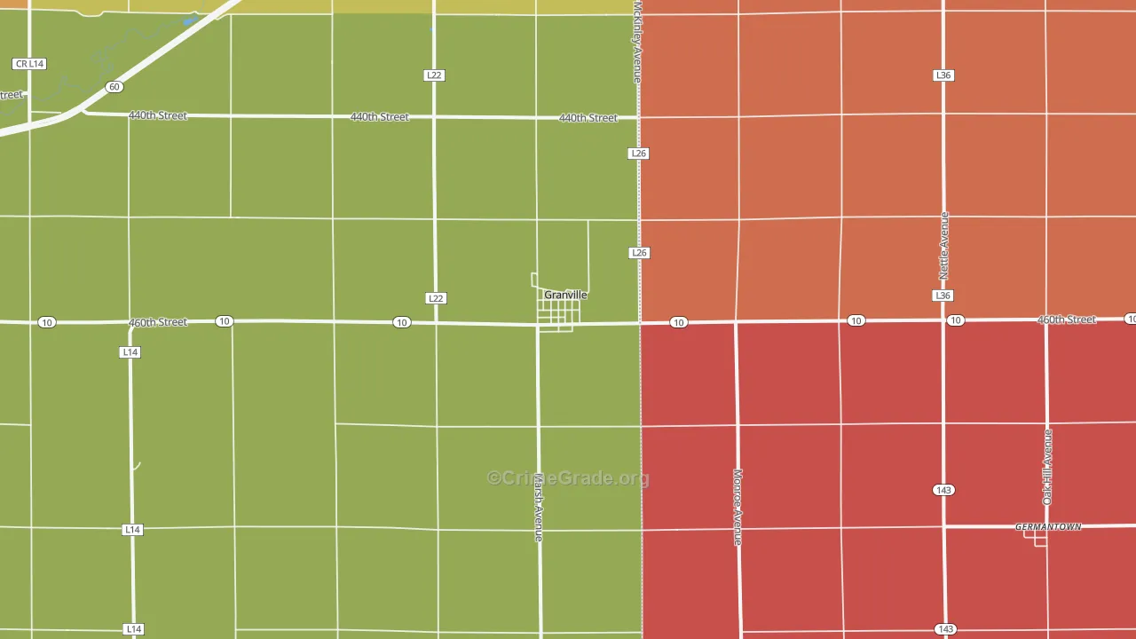 Granville, IA Map of Murder Rates