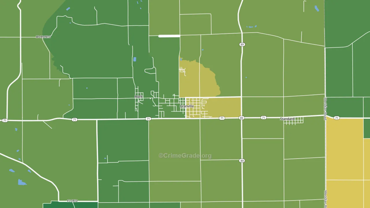 Granville, IL Map of Murder Rates
