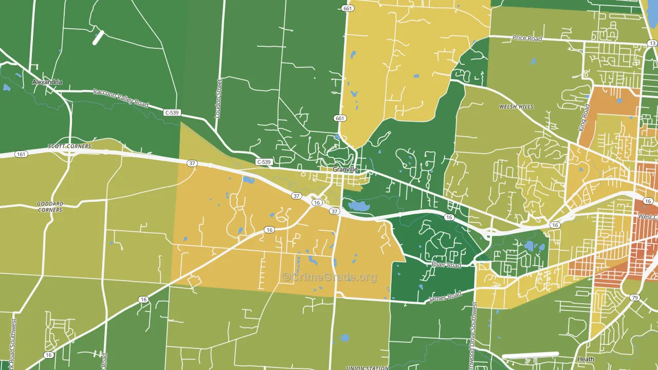 Granville, OH Map of Murder Rates