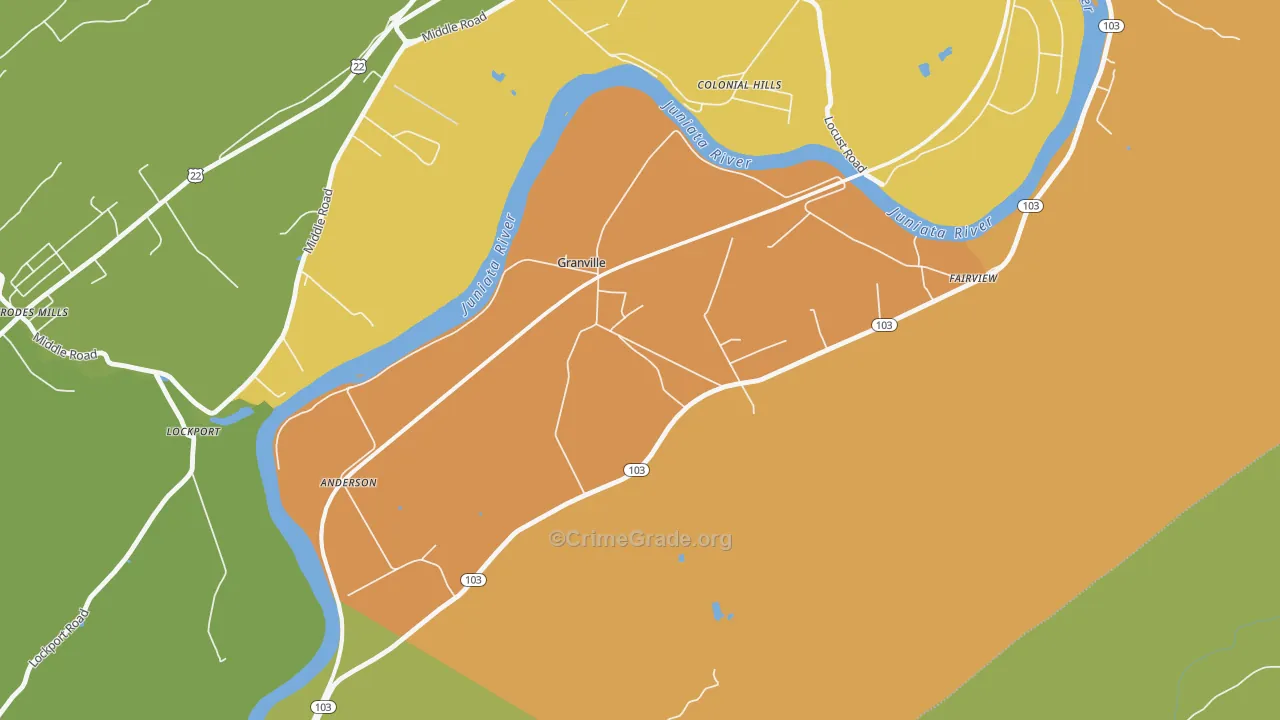 Granville, PA Map of Murder Rates
