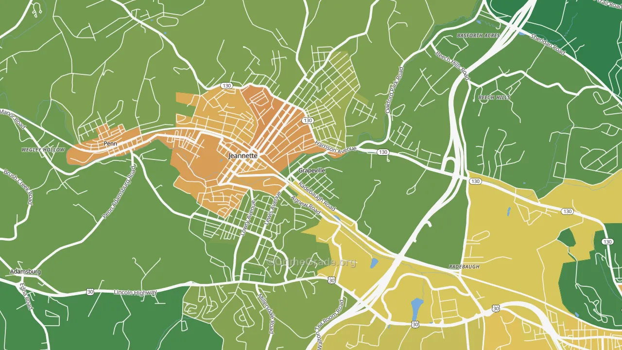 Grapeville, PA Map of Murder Rates