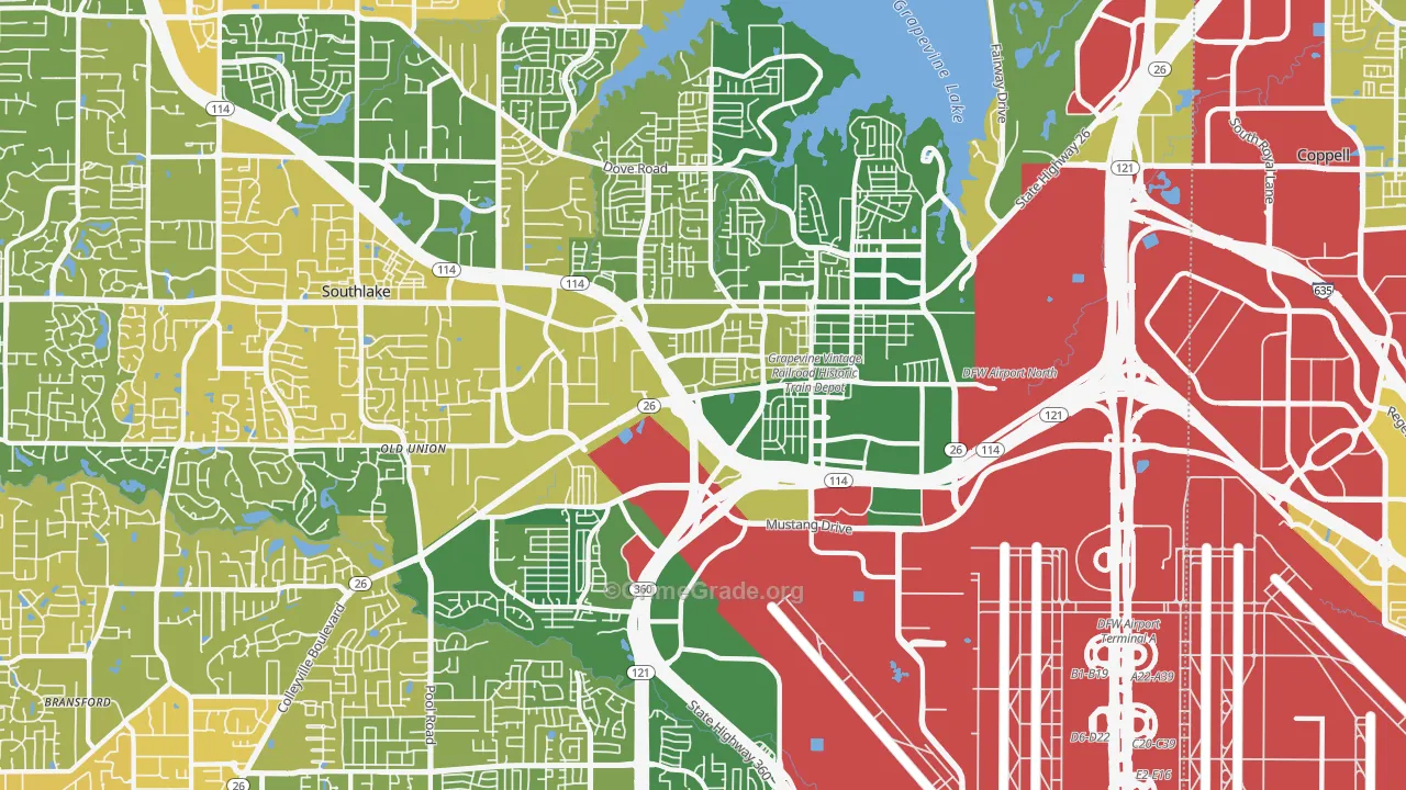 Grapevine, TX Map of Murder Rates