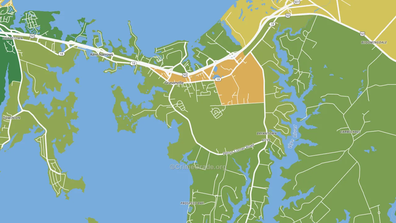 Grasonville, MD Map of Murder Rates