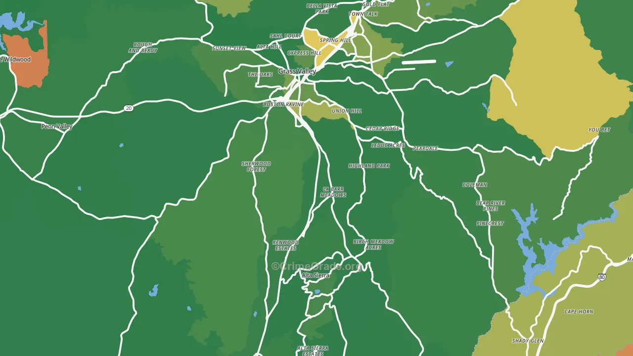 Grass Valley, CA Map of Murder Rates