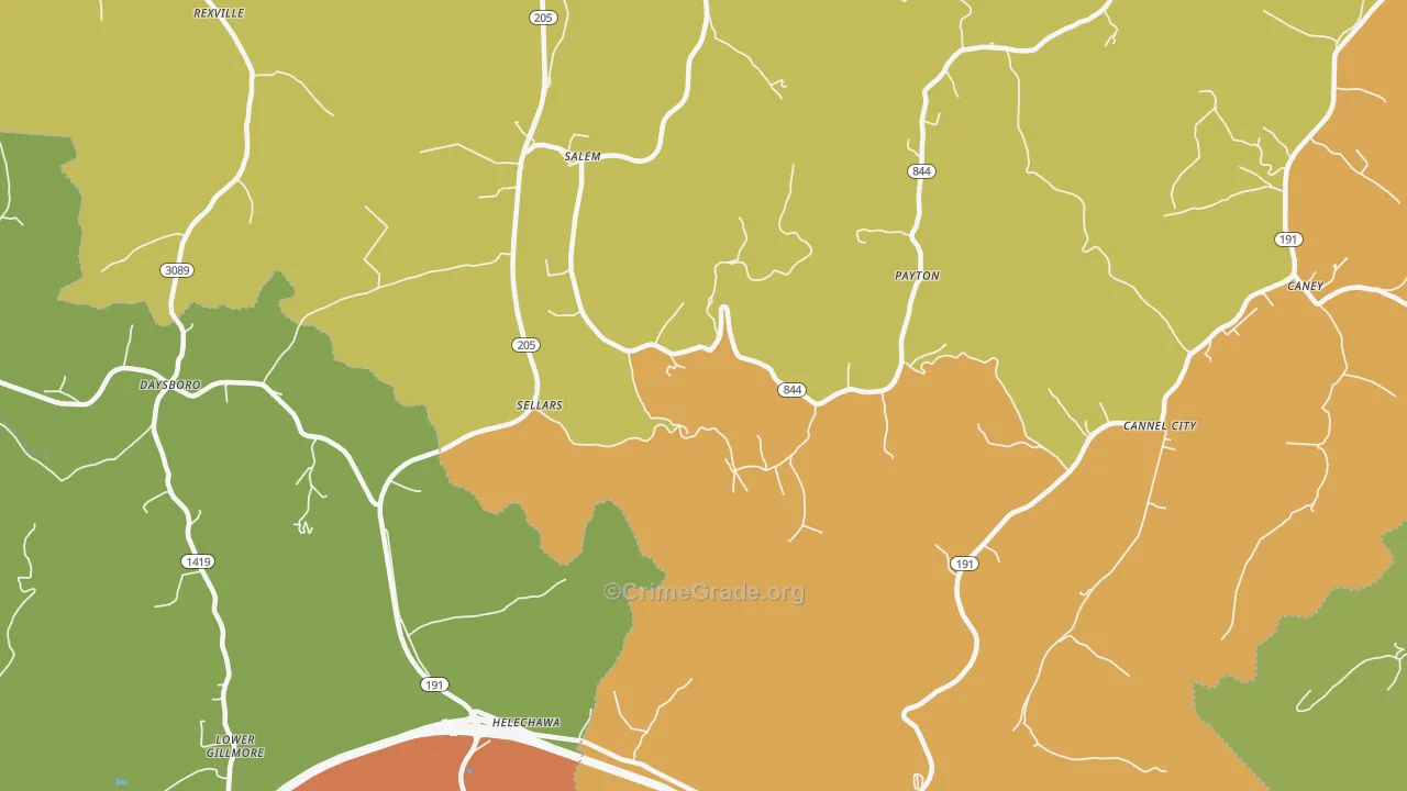Grassy Creek, KY Map of Murder Rates
