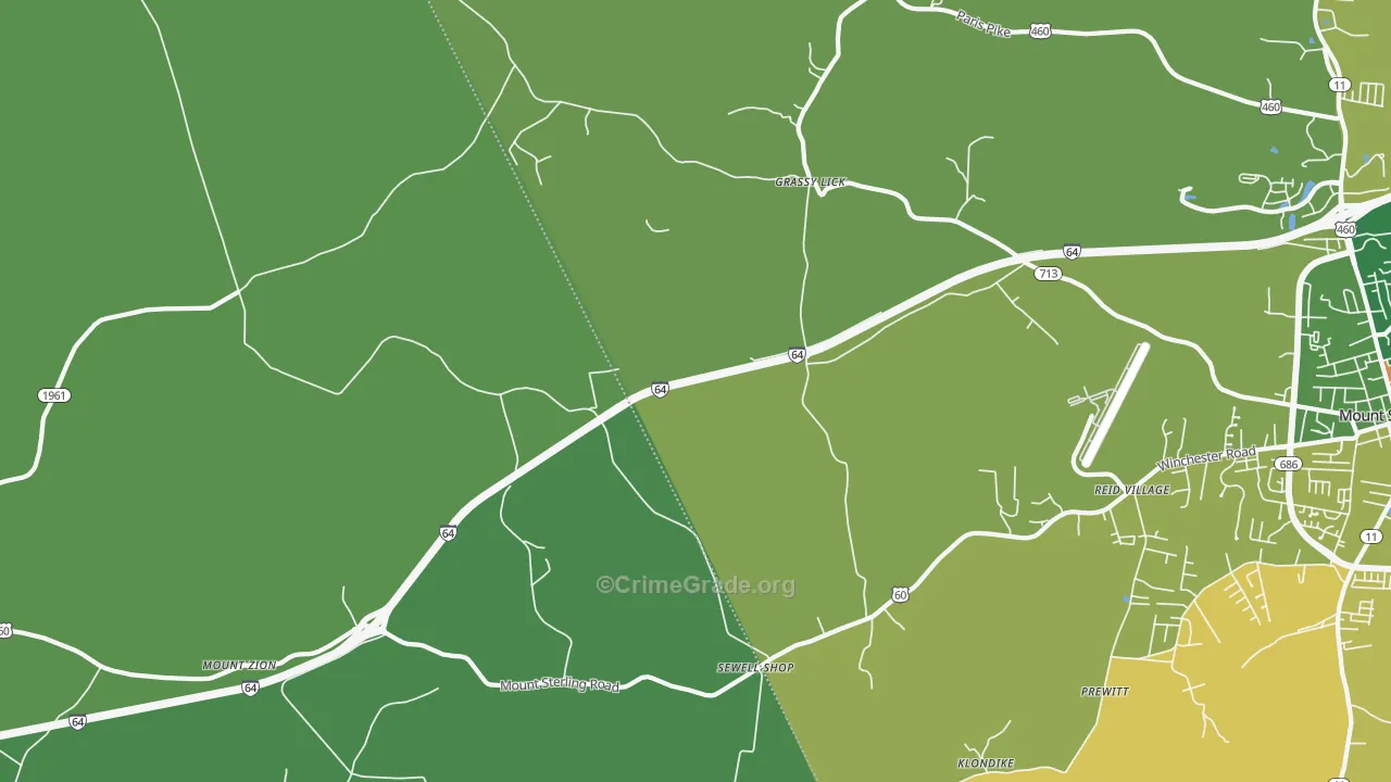 Grassy Lick, KY Map of Murder Rates