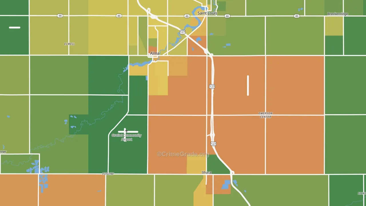 Gratiot County, MI Map of Murder Rates