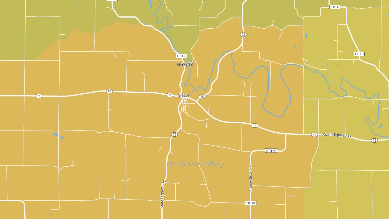 Gratiot, WI Map of Murder Rates
