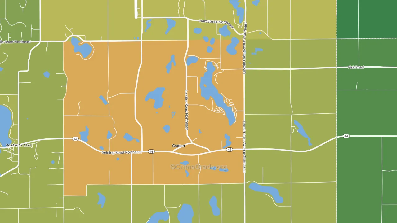 Grattan, MI Map of Murder Rates