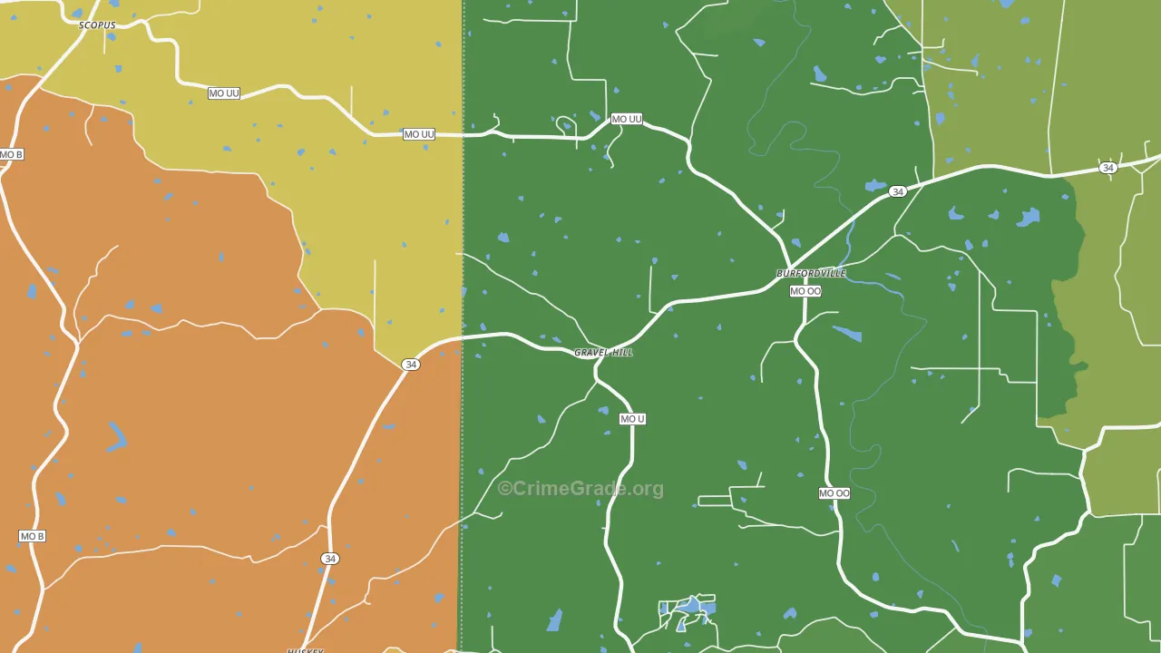 Gravel Hill, MO Map of Murder Rates