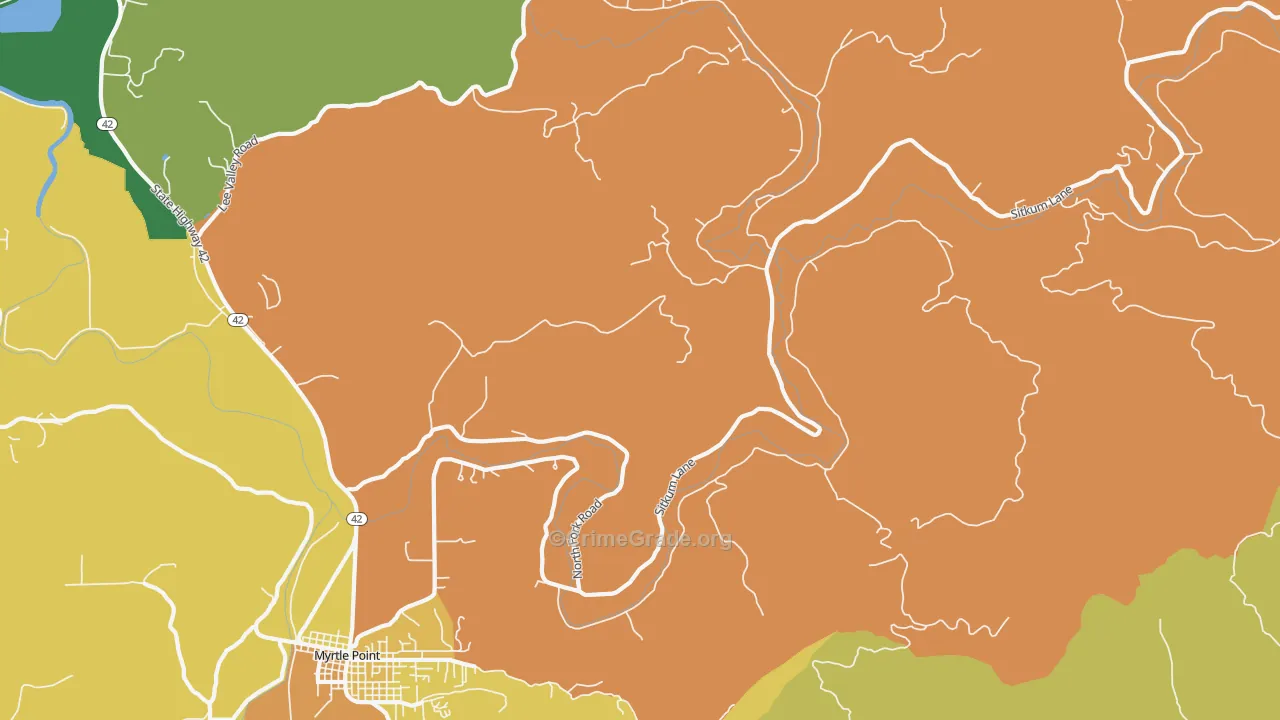 Gravelford, OR Map of Murder Rates