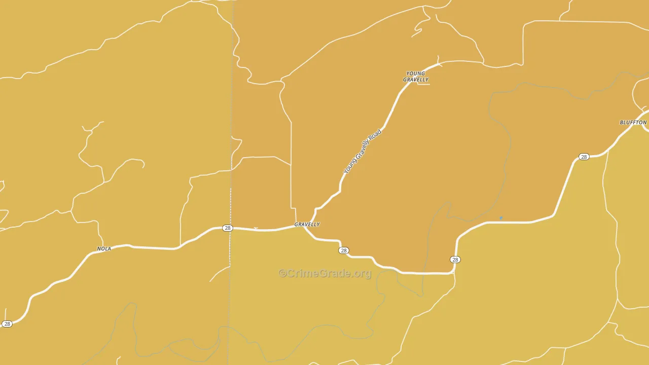 Gravelly, AR Map of Murder Rates