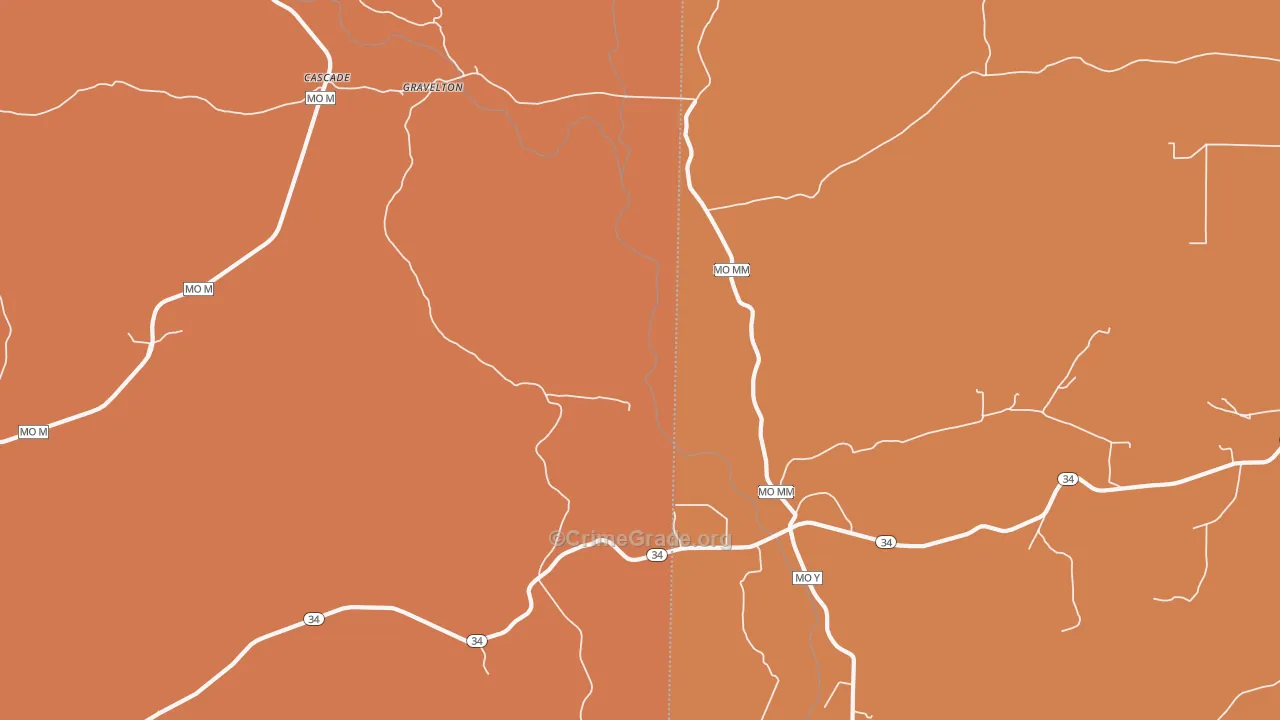 Gravelton, MO Map of Murder Rates