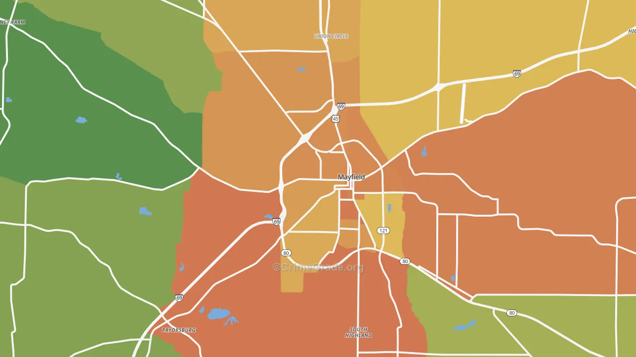 Graves County, KY Map of Murder Rates