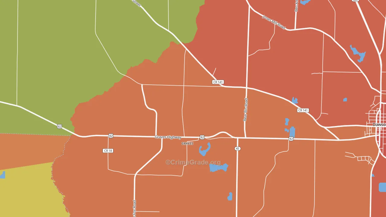 Graves, GA Map of Murder Rates