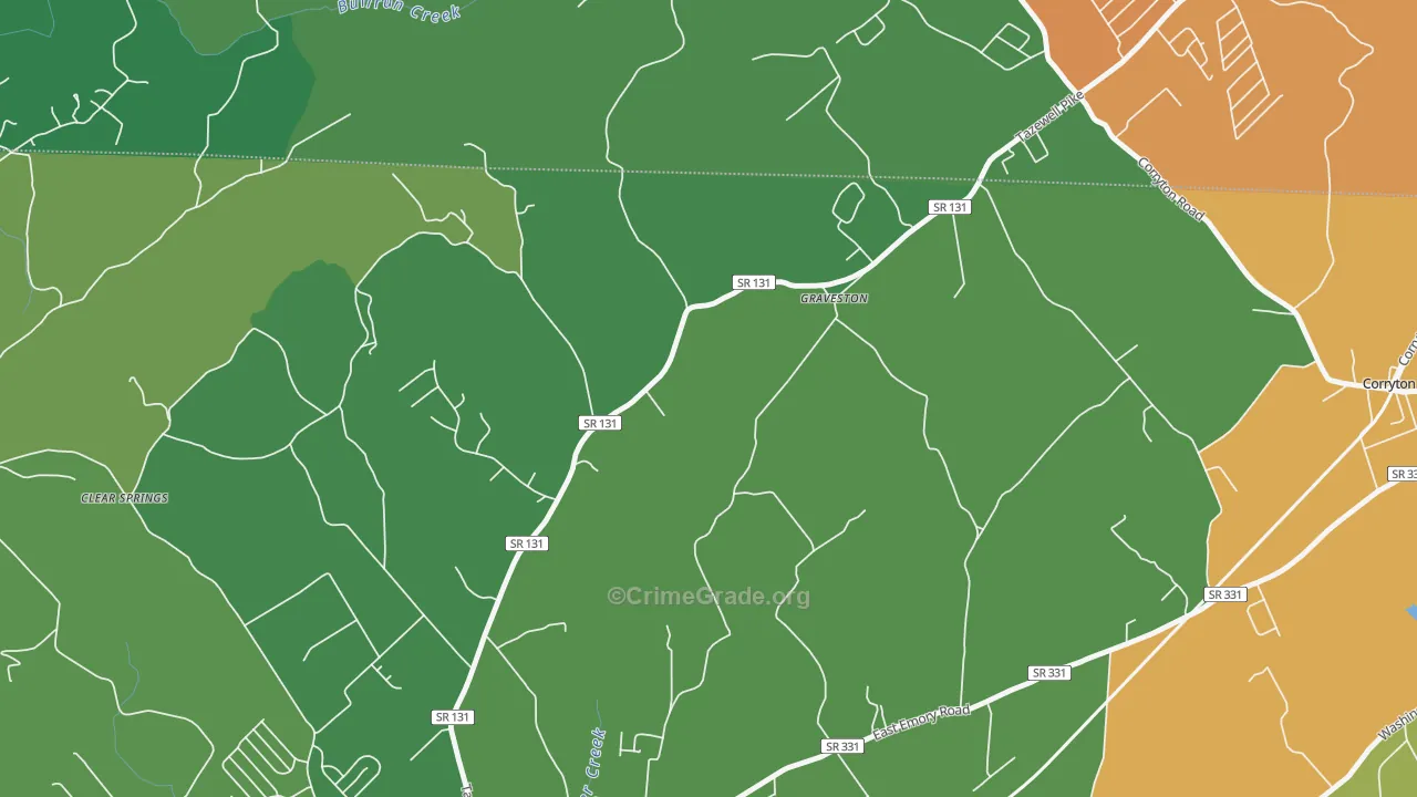 Graveston, TN Map of Murder Rates