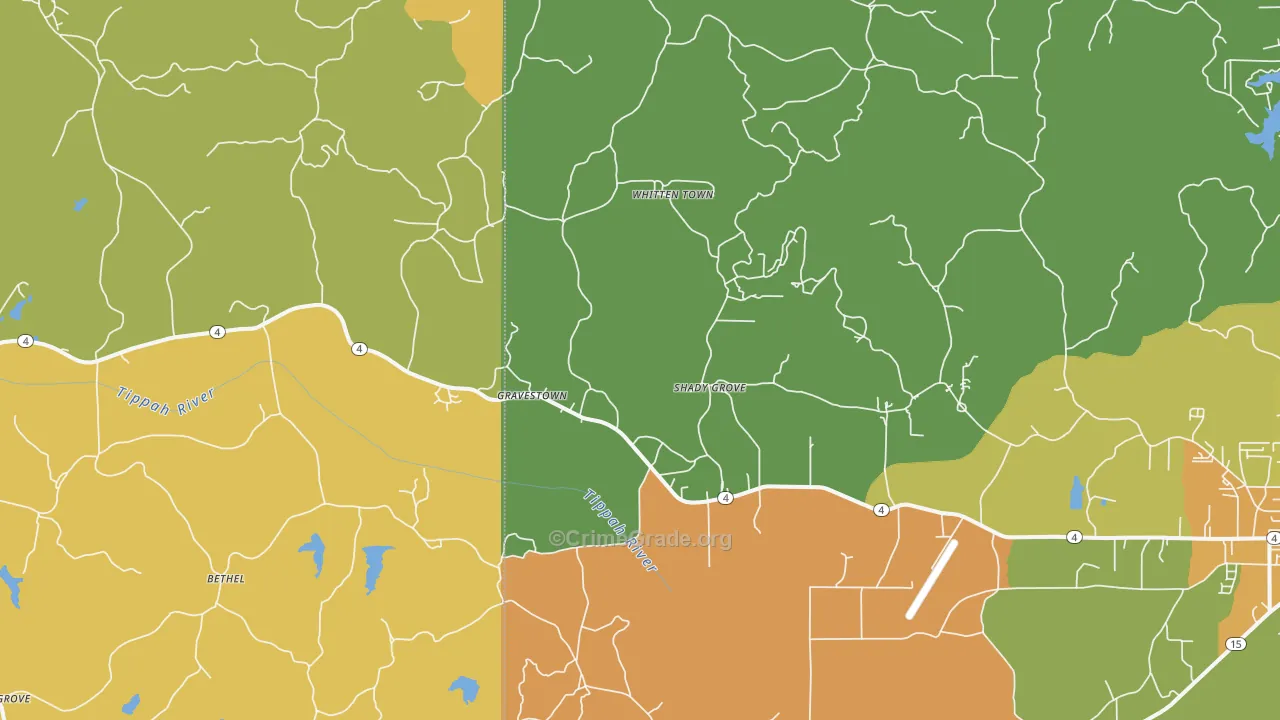 Gravestown, MS Map of Murder Rates