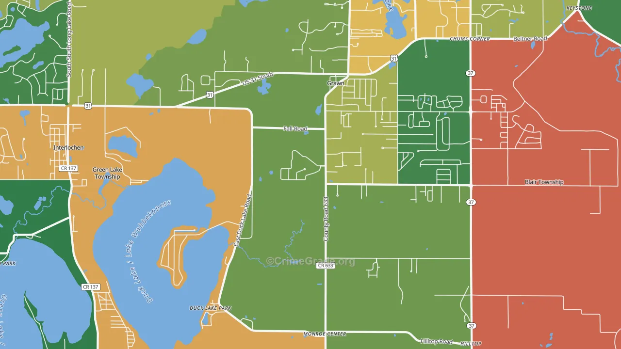 Grawn, MI Map of Murder Rates