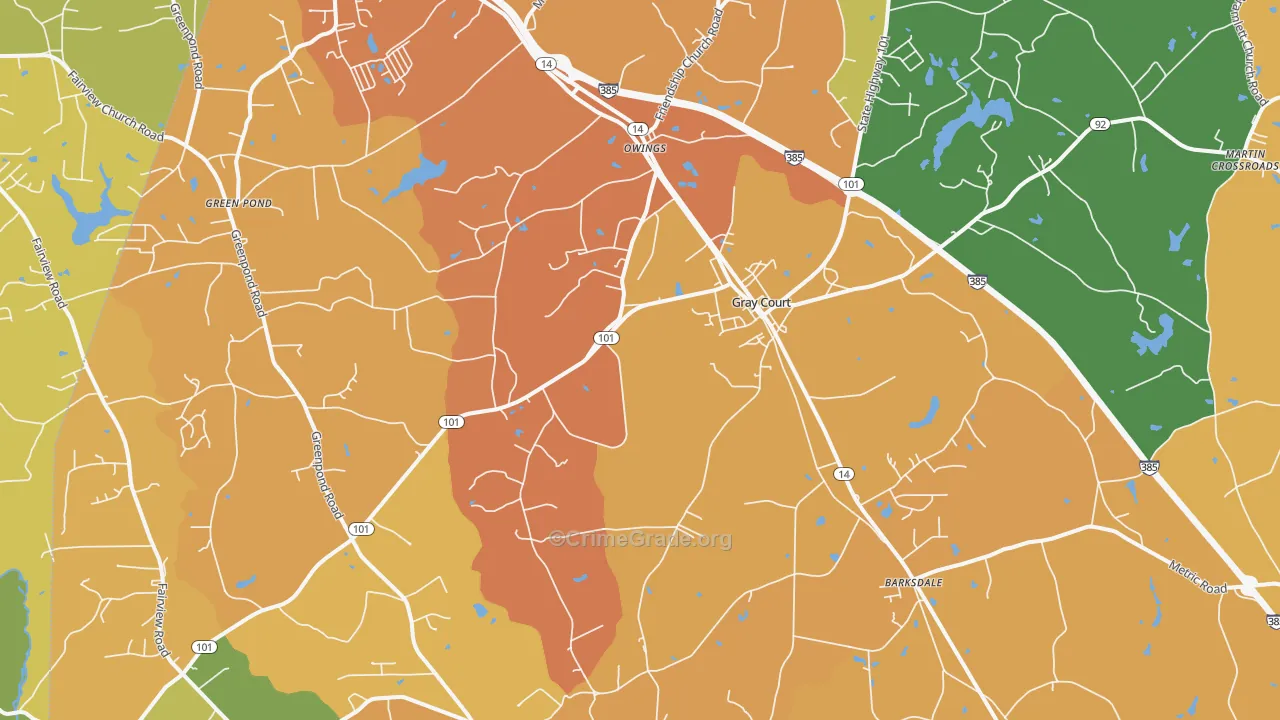 Gray Court, SC Map of Murder Rates