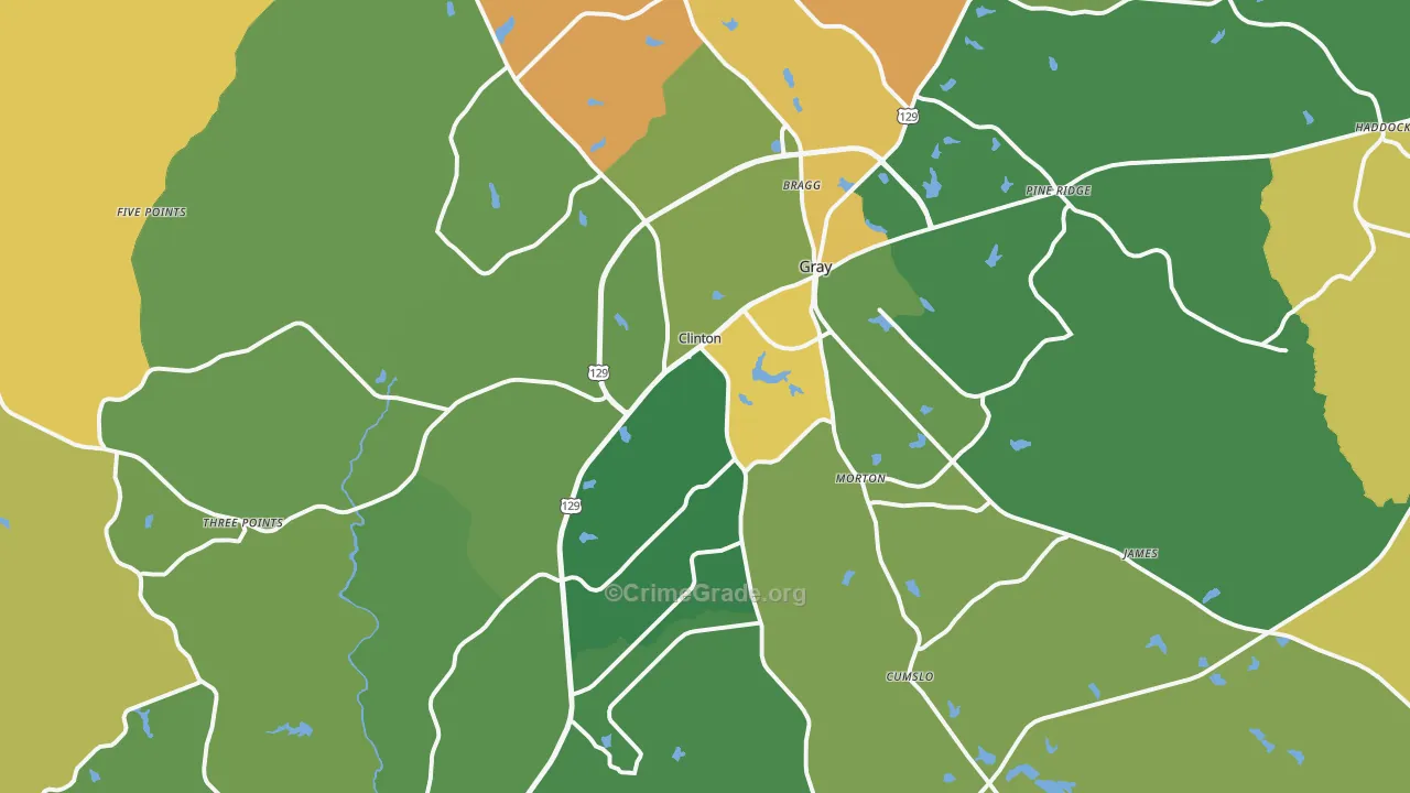 Gray, GA Map of Murder Rates