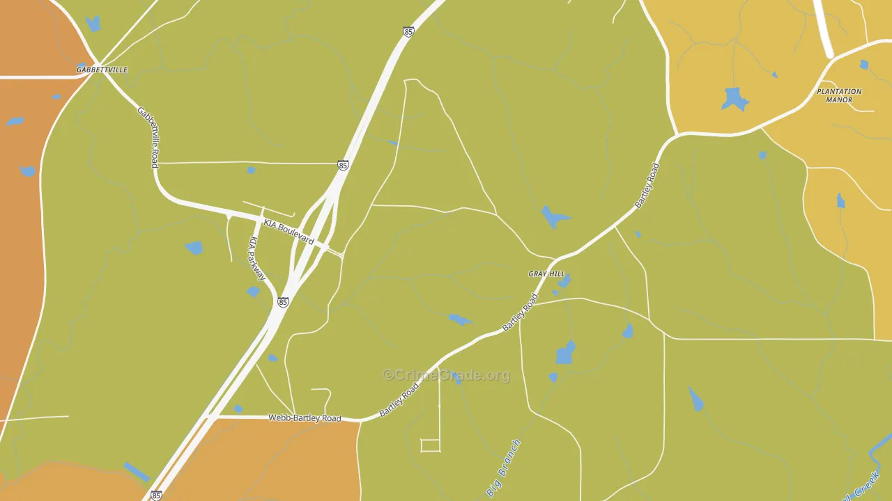 Gray Hill, GA Map of Murder Rates