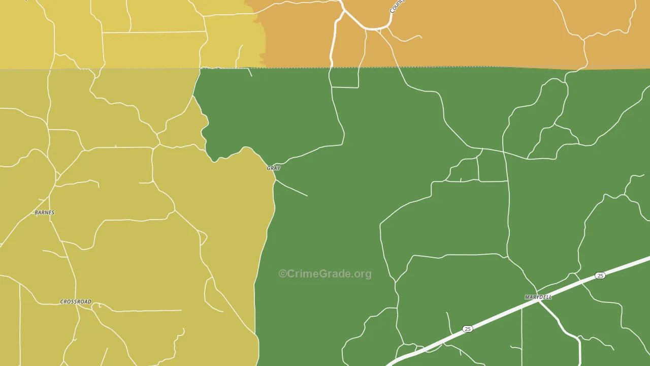 Gray, MS Map of Murder Rates