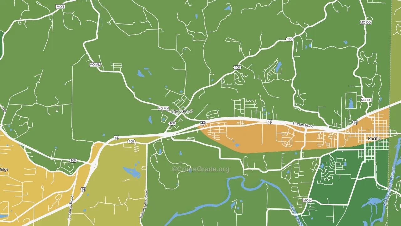Gray Summit, MO Map of Murder Rates