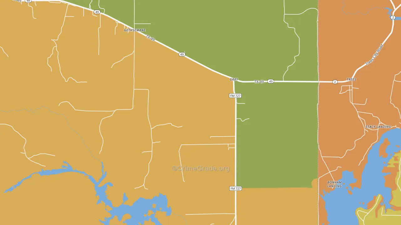 Gray, TX Map of Murder Rates