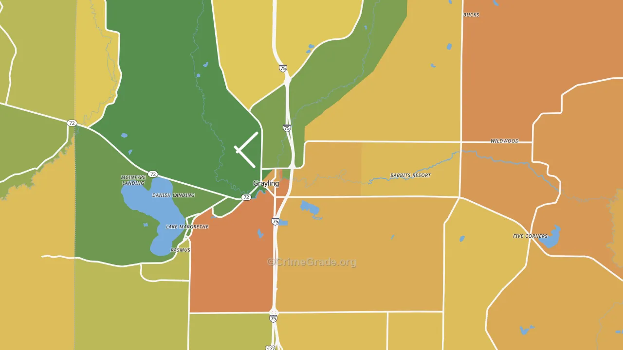 Grayling, MI Map of Murder Rates
