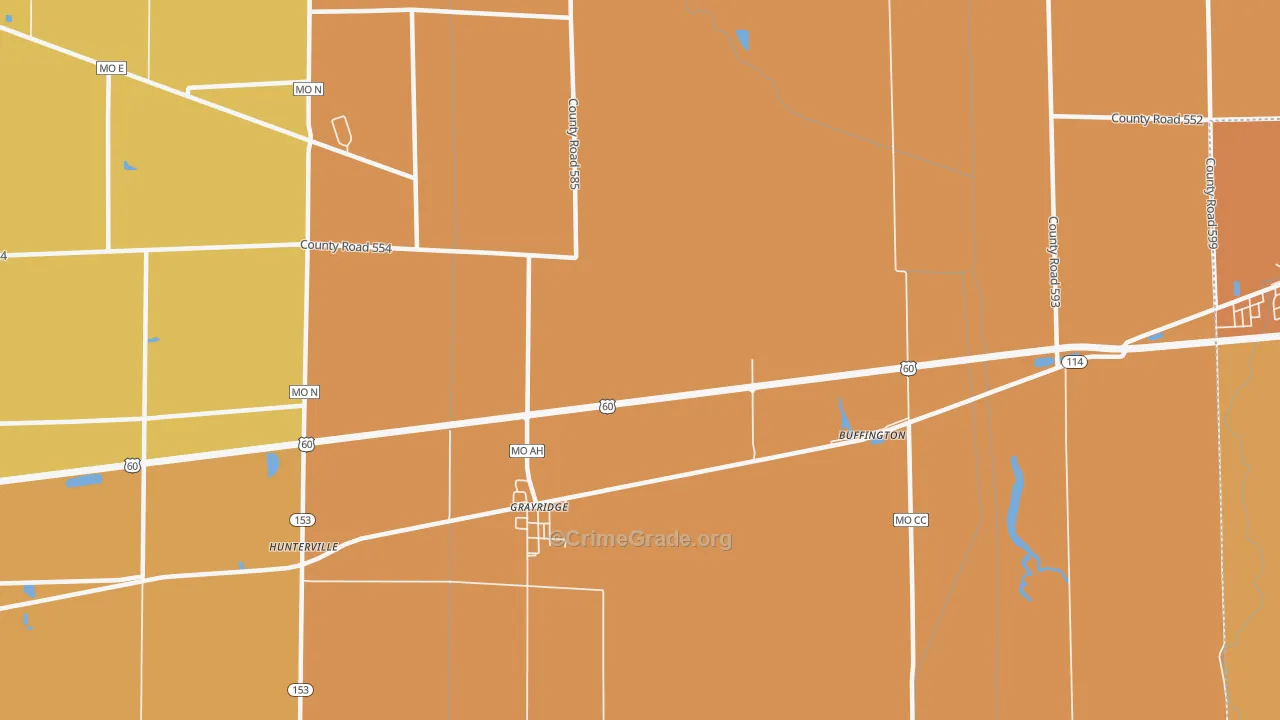 Grayridge, MO Map of Murder Rates