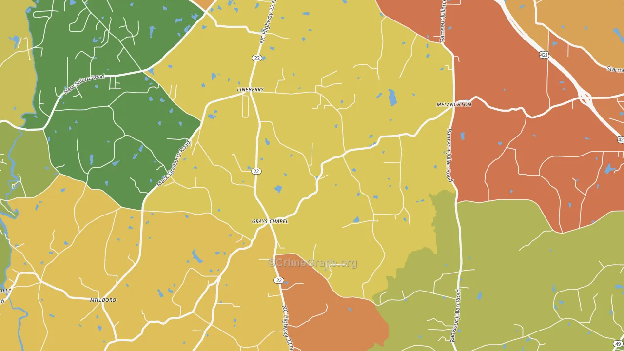 Grays Chapel, NC Map of Murder Rates