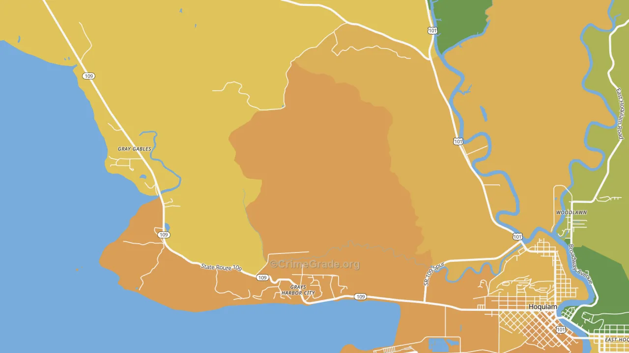 Grays Harbor City, WA Map of Murder Rates