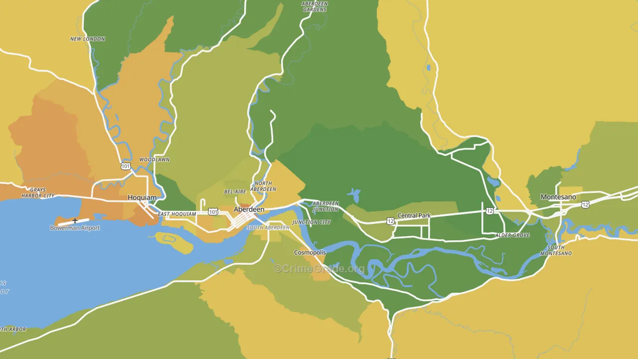 Grays Harbor County, WA Map of Murder Rates